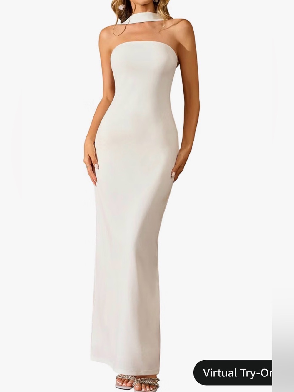 Women Formal White Maxi Dress